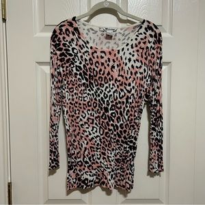 Peter Nygard Pink/Black Leopard Print Top